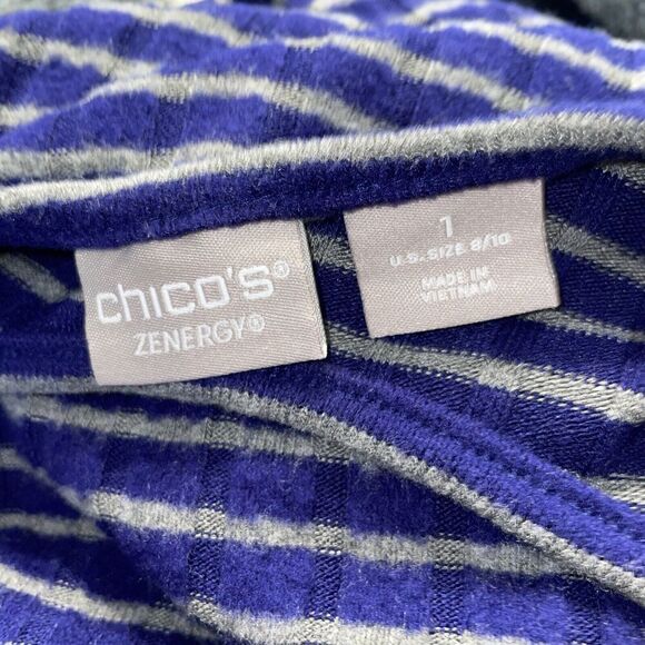 Chico’s Zenergy Size 1 (8/10) Plush Chevron Stripe Tank Ink Purple NWT - Picture 4 of 6
